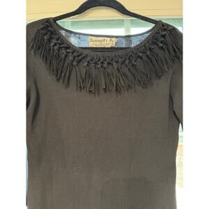 Vintage Joseph A.  Black Tassel Sweater 90's Minimal Modern Size M
